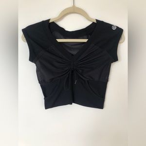 Lululemon Crop Mesh Top w/ Front Tie & Pocket